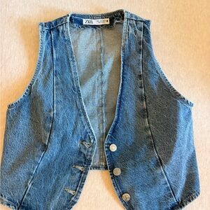 Zara Distressed Blue Denim Jacket